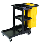 Cleaning Cart w/zipper Red yellow vinyl bag (20.8 gal capacity) Non-marking 8" wheels and 4" casters - Caliber Tooling