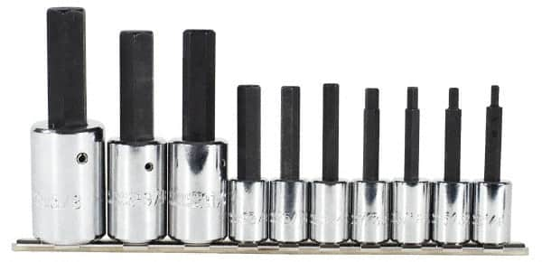 Proto - 10 Piece 3/8 & 1/2" Drive Inch Tethered Hex Bit Socket Set - 1/8 to 5/8" Hex - Caliber Tooling