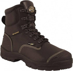 OLIVER - Men's Size 8 Medium Width Steel Work Boot - Black, Leather Upper, Rubber Outsole, 6" High, Non-Slip - Caliber Tooling