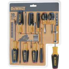 DeWALT - 10 Piece Slotted & Phillips Screwdriver Set - Color Coded Handle, Blade Sizes: Length 6, Width 3/16, 1/4 & 1/8, Bit Sizes: Philips #0 to #2, Tip Thickness: 1/8, 3/16 & 1/4 - Caliber Tooling