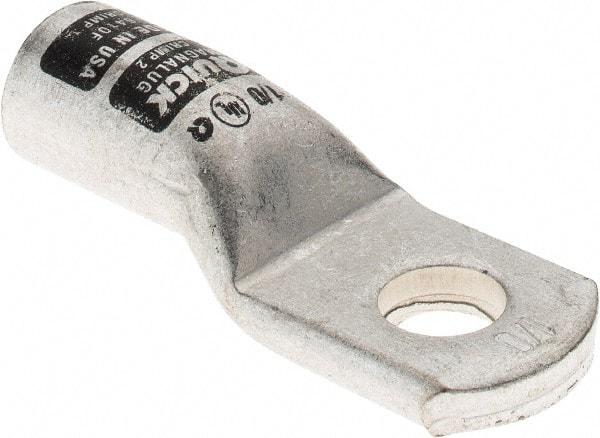 Made in USA - 1/0 AWG Noninsulated Crimp Connection D Shaped Ring Terminal - 3/8" Stud, Tin Plated Copper Contact - Caliber Tooling