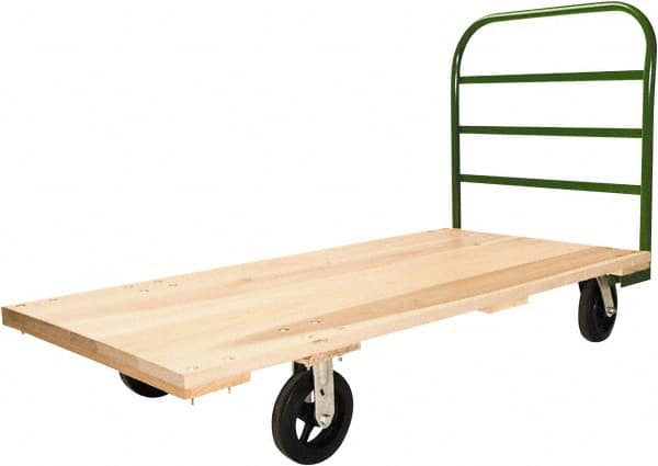 Fairbanks - 1,400 Lb Capacity Hardwood/Steel Platform Truck - Hardwood Deck, 30" OAW, 60" Platform Length, Mold On Rubber Casters - Caliber Tooling