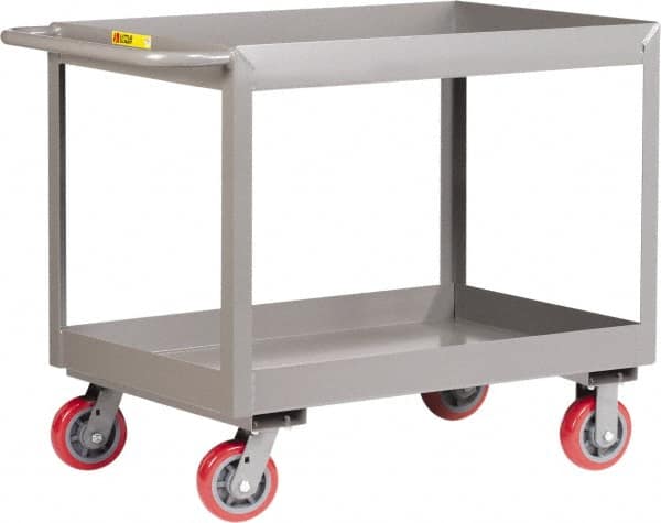 Little Giant - 3,600 Lb Capacity, 30" Wide x 65-1/2" Long x 36-1/2" High Deep Shelf Cart - 2 Shelf, Steel, 2 Rigid/2 Swivel Casters - Caliber Tooling