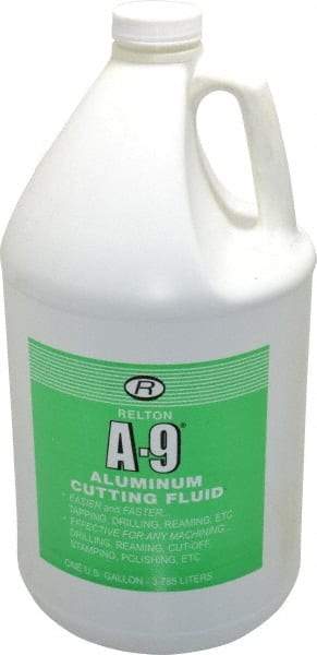 Relton - A-9, 1 Gal Bottle Cutting Fluid - Semisynthetic, For Broaching, Drilling, Milling, Reaming, Sawing, Tapping, Threading - Caliber Tooling