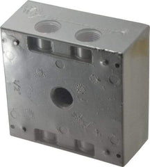 Thomas & Betts - 2 Gang, (5) 1/2" Knockouts, Aluminum Square Outlet Box - 4-9/16" Overall Height x 4-5/8" Overall Width x 2-1/16" Overall Depth, Weather Resistant - Caliber Tooling