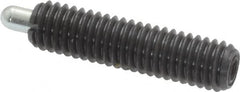 Vlier - 10-32, 3/4" Thread Length, 1/8" Plunger Projection, Steel Threaded Spring Plunger - 0.091 - 0.092" Max Plunger Diam, 3/4" Plunger Length, 1.3 Lb Init End Force, 2.7 Lb Final End Force - Caliber Tooling