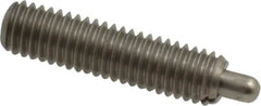 Vlier - 10-32, 3/4" Thread Length, 1/8" Plunger Projection, Stainless Steel Threaded Spring Plunger - 0.091 - 0.092" Max Plunger Diam, 3/4" Plunger Length, 2.9 Lb Init End Force, 11.1 Lb Final End Force - Caliber Tooling