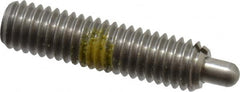 Vlier - 10-32, 3/4" Thread Length, 1/8" Plunger Projection, Stainless Steel Threaded Spring Plunger - 0.091 - 0.092" Max Plunger Diam, 3/4" Plunger Length, 2.9 Lb Init End Force, 11.1 Lb Final End Force - Caliber Tooling