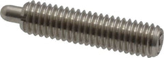 Vlier - 10-32, 3/4" Thread Length, 1/8" Plunger Projection, Stainless Steel Threaded Spring Plunger - 0.091 - 0.092" Max Plunger Diam, 3/4" Plunger Length, 1.3 Lb Init End Force, 2.7 Lb Final End Force - Caliber Tooling