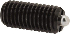 Vlier - M10 x 1.5, 0.866" Thread Length, 0.118" Plunger Projection, Steel Threaded Spring Plunger - 0.157" Max Plunger Diam, 0.866" Plunger Length, 2.02 Lb Init End Force, 7.87 Lb Final End Force - Caliber Tooling