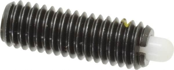 Vlier - 3/8-16, 1-1/8" Thread Length, 3/16" Plunger Projection, Steel Threaded Spring Plunger - 0.185 - 3/16" Max Plunger Diam, 1-1/8" Plunger Length, 2.8 Lb Init End Force, 7.2 Lb Final End Force - Caliber Tooling