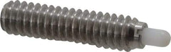 Vlier - 1/4-20, 1" Thread Length, 3/16" Plunger Projection, Stainless Steel Threaded Spring Plunger - 0.116 - 0.118" Max Plunger Diam, 1" Plunger Length, 1 Lb Init End Force, 4 Lb Final End Force - Caliber Tooling