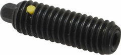 Vlier - 3/8-16, 1-1/8" Thread Length, 3/16" Plunger Projection, Steel Threaded Spring Plunger - 3/16 (Hex)" Max Plunger Diam, 1-1/8" Plunger Length, 2.8 Lb Init End Force, 7.2 Lb Final End Force, 3/16" Hex - Caliber Tooling