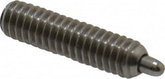 Vlier - 8-32, 5/8" Thread Length, 3/32" Plunger Projection, Stainless Steel Threaded Spring Plunger - 0.069 - 0.07" Max Plunger Diam, 5/8" Plunger Length, 2.7 Lb Init End Force, 7.3 Lb Final End Force, 0.063" Hex - Caliber Tooling