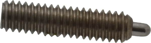 Vlier - 8-32, 5/8" Thread Length, 3/32" Plunger Projection, Stainless Steel Threaded Spring Plunger - 0.069 - 0.07" Max Plunger Diam, 5/8" Plunger Length, 0.7 Lb Init End Force, 2.3 Lb Final End Force, 0.063" Hex - Caliber Tooling