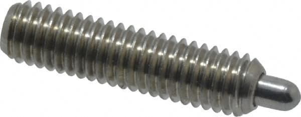 Vlier - 10-32, 3/4" Thread Length, 1/8" Plunger Projection, Stainless Steel Threaded Spring Plunger - 0.091 - 0.092" Max Plunger Diam, 3/4" Plunger Length, 2.9 Lb Init End Force, 11.1 Lb Final End Force, 0.063" Hex - Caliber Tooling