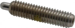 Vlier - 10-32, 3/4" Thread Length, 1/8" Plunger Projection, Stainless Steel Threaded Spring Plunger - 0.091 - 0.092" Max Plunger Diam, 3/4" Plunger Length, 2.9 Lb Init End Force, 11.1 Lb Final End Force, 0.063" Hex - Caliber Tooling