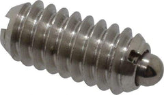 Vlier - 1/4-20, 17/32" Thread Length, 0.078" Plunger Projection, Stainless Steel Threaded Spring Plunger - 0.119" Max Plunger Diam, 0.531" Plunger Length, 3 Lb Init End Force, 10.5 Lb Final End Force - Caliber Tooling