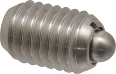 Vlier - 1/2-13, 3/4" Thread Length, 0.151" Plunger Projection, Stainless Steel Threaded Spring Plunger - 1/4" Max Plunger Diam, 0.75" Plunger Length, 5 Lb Init End Force, 28 Lb Final End Force - Caliber Tooling