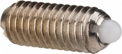 Vlier - 10-32, 0.468" Thread Length, 0.065" Plunger Projection, Stainless Steel Threaded Spring Plunger - 0.093" Max Plunger Diam, 0.468" Plunger Length, 1.75 Lb Init End Force, 6.25 Lb Final End Force - Caliber Tooling