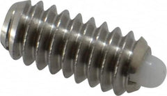 Vlier - 1/4-20, 17/32" Thread Length, 0.078" Plunger Projection, Stainless Steel Threaded Spring Plunger - 0.119" Max Plunger Diam, 0.531" Plunger Length, 1 Lb Init End Force, 3.5 Lb Final End Force - Caliber Tooling