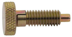 Vlier - 1/4-20, 0.4" Thread Length, 0.123 to 1/8" Max Plunger Diam, 0.5 Lb Init to 2 Lb Final End Force, Locking Knob Handle Plunger - Knurled Knob, 0.53" Length Under Head/Shoulder, 1/8" Plunger Projection - Caliber Tooling