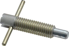 Vlier - 1/2-13 Thread, 2-1/2" Body Length, 1/2" Plunger Projection, 5/16" Plunger Diam, Steel, Locking T Handle Plunger - 1.4" Thread Length, 2" Handle Length, 2" Plunger Length, 2-1/2 Lb Initial End Force, 5 Lb Final End Force, Locking Element - Caliber Tooling