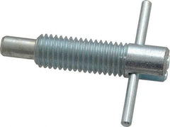 Vlier - 5/8-11 Thread, 2-1/2" Body Length, 5/8" Plunger Projection, 3/8" Plunger Diam, Steel, Locking T Handle Plunger - 1.7" Thread Length, 2-1/2" Handle Length, 2.38" Plunger Length, 2-1/2 Lb Initial End Force, 5 Lb Final End Force, - Caliber Tooling