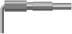 Vlier - 5/8-11, 1.82" Thread Length, 0.38" Plunger Diam, 1 Lb Init to 5 Lb Final End Force, Steel L Handle Plunger - 3.05" Body Length, 2" Length Under Head, Locking Element, 1" Plunger Projection - Caliber Tooling