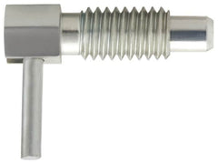 Vlier - 1/4-20, 1/2" Thread Length, 0.16" Plunger Diam, 0.12 Lb Init to 0.5 Lb Final End Force, Steel Locking L Handle Plunger - 3/4" Body Length, 1/2" Length Under Head, 0.2" Plunger Projection - Caliber Tooling