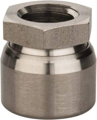 Vlier - 5/8-11, 11/16" Pad Diam, Uncoated Bottom, Stainless Steel Toggle Pad - 7/16 Depth, 1" OAL, 7/8" Width Across Flats, 15° Swivel Angle - Caliber Tooling