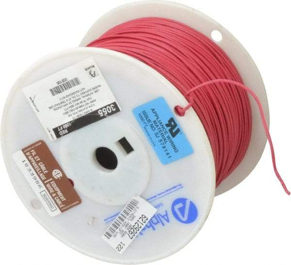 Alpha Wire - 18 AWG, 16 Strand, 305 m OAL, Tinned Copper Hook Up Wire - Red PVC Jacket, 0.079" Diam - Caliber Tooling