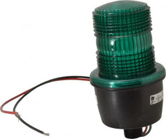 Federal Signal Corp - 12 to 48 VDC, 4X NEMA Rated, Strobe Tube, Green, Low Profile Mini Strobe Light - 65 to 95 Flashes per min, 1/2 Inch Pipe, 3-1/8 Inch Diameter, 5.8 Inch High, IP66 Ingress Rating, Pipe Mount - Caliber Tooling