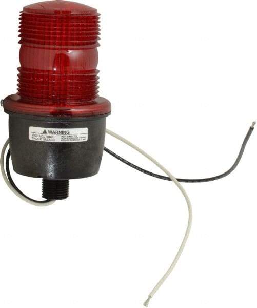 Federal Signal Corp - 120 VAC, 4X NEMA Rated, Strobe Tube, Red, Low Profile Mini Strobe Light - 65 to 95 Flashes per min, 1/2 Inch Pipe, 3-1/8 Inch Diameter, 5.8 Inch High, IP66 Ingress Rating, Pipe Mount - Caliber Tooling