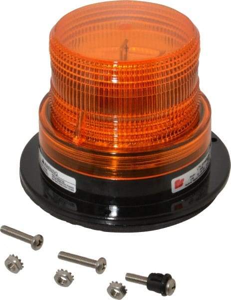 Federal Signal Corp - 12 to 48 VDC, 4X NEMA Rated, Strobe Tube, Amber, Low Profile Mini Strobe Light - 65-95 Flashes per min, 5 Inch Diameter, 3-5/8 Inch High, IP65 Ingress Rating, Surface Mount - Caliber Tooling