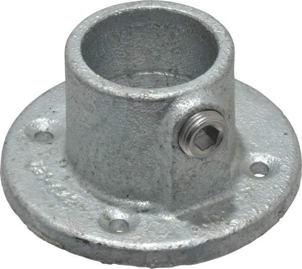 PRO-SAFE - 1-1/4" Pipe, Medium Flange, Malleable Iron Flange Pipe Rail Fitting - Galvanized Finish - Caliber Tooling