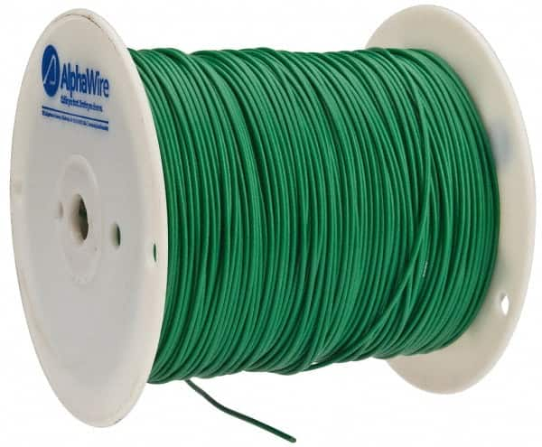 Alpha Wire - 16 AWG, 26 Strand, 305 m OAL, Tinned Copper Hook Up Wire - Green PVC Jacket, 0.092" Diam - Caliber Tooling