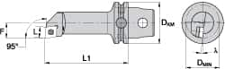 Kennametal - Right Hand Cut, Size KM63, CC.. Insert Compatiblity, Internal Modular Turning & Profiling Cutting Unit Head - 27mm Ctr to Cutting Edge, 140mm Head Length, Through Coolant, Series Screw-On - Caliber Tooling