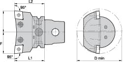 Kennametal - Left Hand Cut, Size KM63, CN.. Insert Compatiblity, Internal Modular Turning & Profiling Cutting Unit Head - 43mm Ctr to Cutting Edge, 60mm Head Length, Through Coolant, Series Kenlever - Caliber Tooling