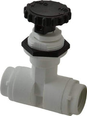 Specialty Mfr - 1/4" Pipe, Inline Needle Valve - PTFE Seal, FNPT x FNPT Ends, Polypropylene Valve, 125 Max psi - Caliber Tooling