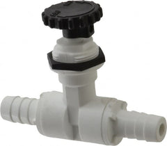 Specialty Mfr - 1/2" Pipe, Inline Needle Valve - PTFE Seal, Barbed x Barbed Ends, Polypropylene Valve, 125 Max psi - Caliber Tooling