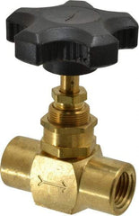 Specialty Mfr - 1/4" Pipe, Inline Needle Valve - FNPT x FNPT Ends, Brass Valve, 500 Max psi - Caliber Tooling