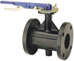 NIBCO - 4" Pipe, Flanged Butterfly Valve - Bare Stem Handle, Cast Iron Body, Polyamide Seat, 200 WOG, EPDM Coated Ductile Iron Disc, Stainless Steel Stem - Caliber Tooling