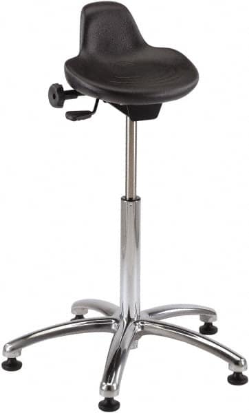 Bevco - 27" Wide x 27" Deep x 20 to 30" High, Steel Base, Adjustable Height Swivel Stool - Polyurethane Seat, Black - Caliber Tooling