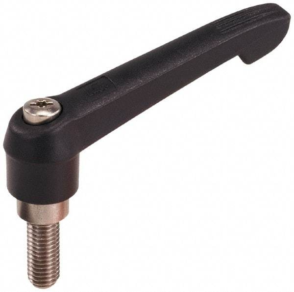 KIPP - 5/8-11, 1.18" Hub Diam, Glass Fiber (Stainless Steel Components) Threaded Stud Adjustable Clamping Lever - 1.57" Stud Length, 4.96" OAL, 2.83" High - Caliber Tooling