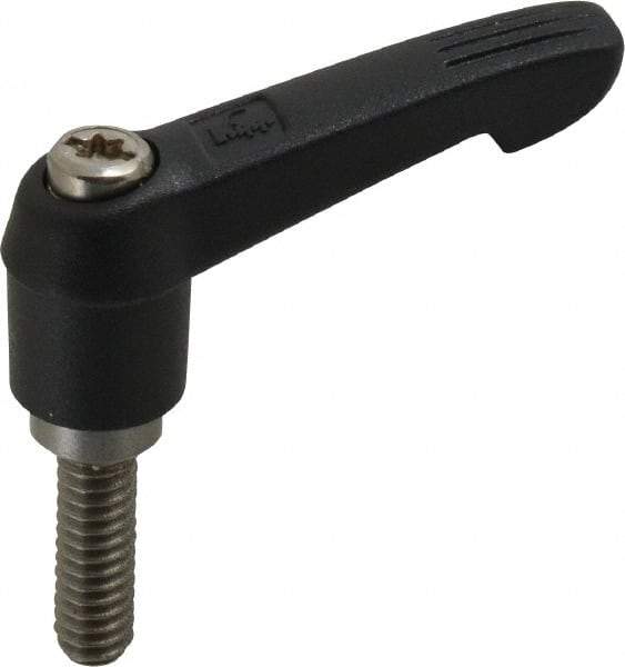 KIPP - 1/4-20, 0.51" Hub Diam, Glass Fiber (Stainless Steel Components) Threaded Stud Adjustable Clamping Lever - 0.79" Stud Length, 1.85" OAL, 1.18" High - Caliber Tooling