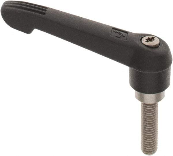 KIPP - M8 x 1.25, 18mm Hub Diam, Glass Fiber (Stainless Steel Components) Metric Threaded Stud Adjustable Clamping Lever - 30mm Stud Length, 75mm OAL, 41.5mm High - Caliber Tooling