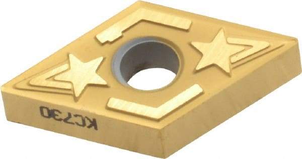 Kennametal - DNGG431 LF Grade KC730 Carbide Turning Insert - TiN Finish, 55° Diamond, 1/2" Inscr Circle, 3/16" Thick, 1/64" Corner Radius - Caliber Tooling