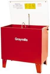 Graymills - Free Standing Solvent-Based Parts Washer - 20 Gal Max Operating Capacity, Steel Tank, 36" (Lid Close)/57" (Lid Open) High x 36" Long x 22" Wide, 115 Input Volts - Caliber Tooling