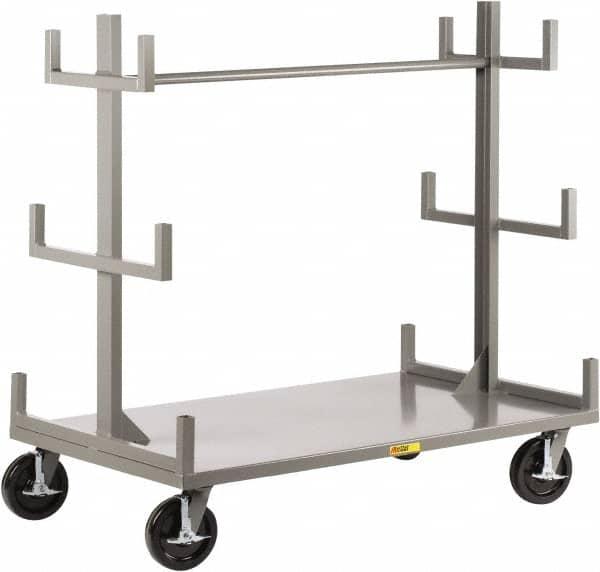 Little Giant - 3,600 Lb Capacity Steel Bar & Pipe Truck - Steel Deck, 36" OAW, 60" Platform Length, Phenolic Casters - Caliber Tooling